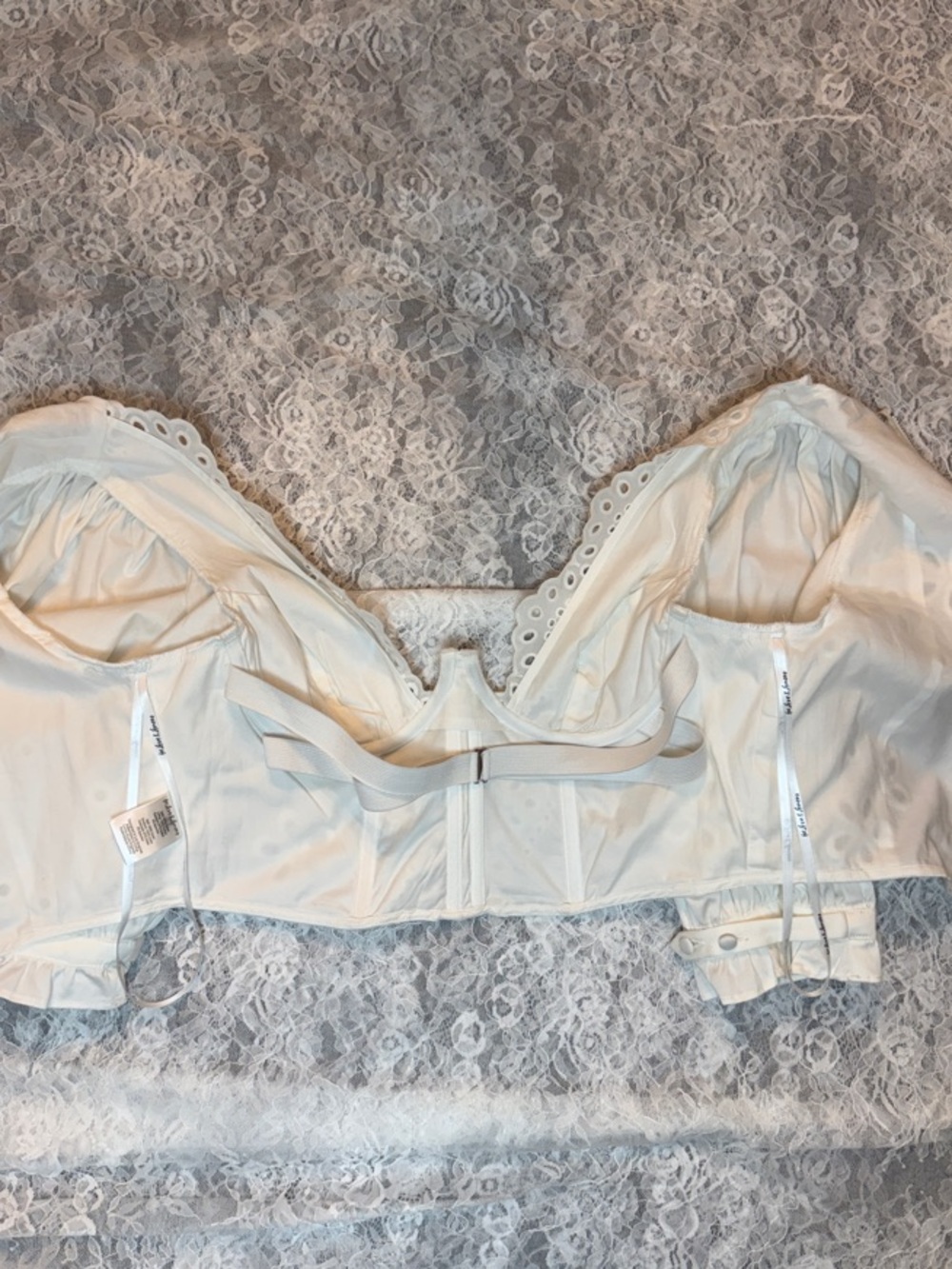 For Love & Lemons Serena Eyelet Corset Top White Cotton S - Picture 9 of 14